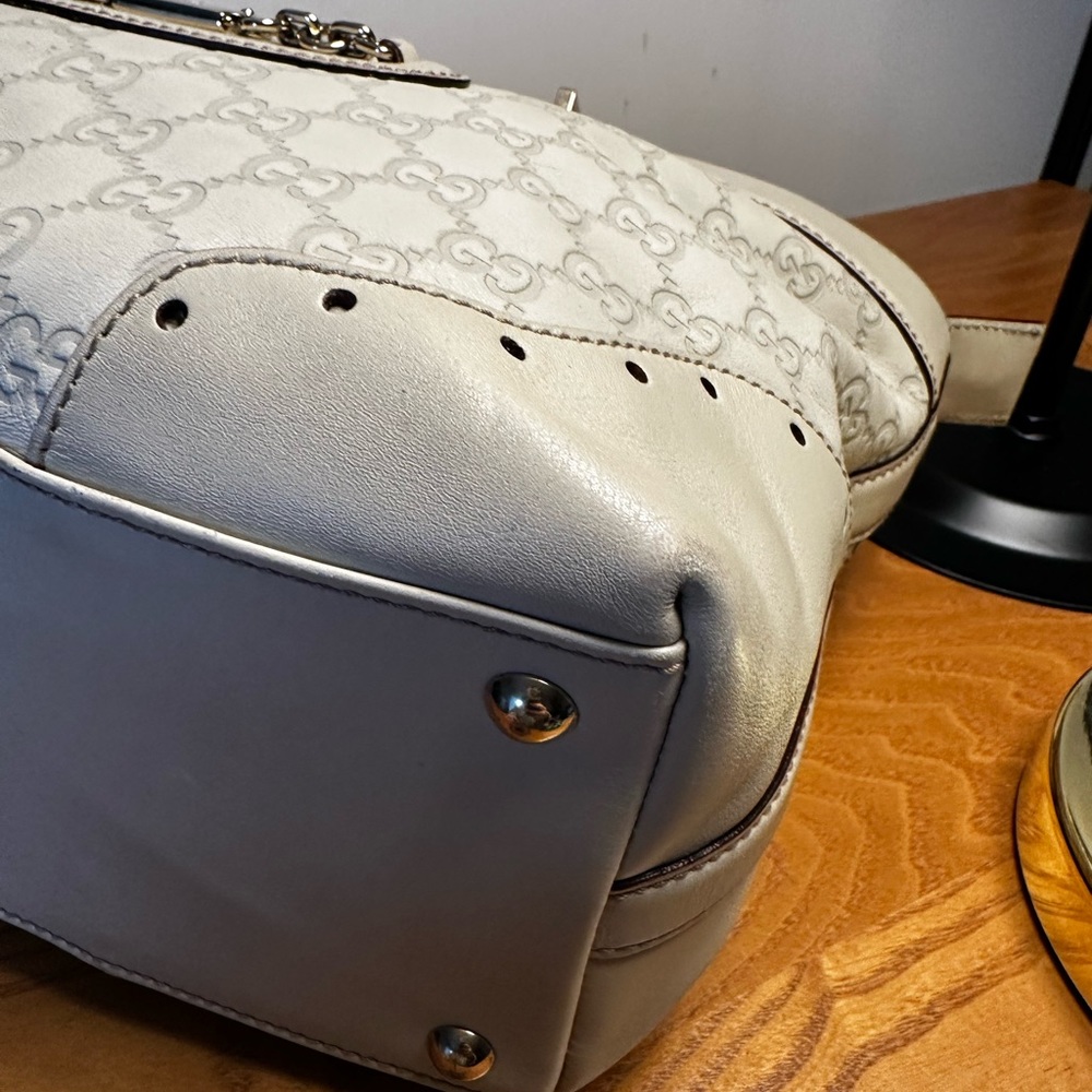 Gucci Cream Leather Punch Tote - Picture 6 of 13